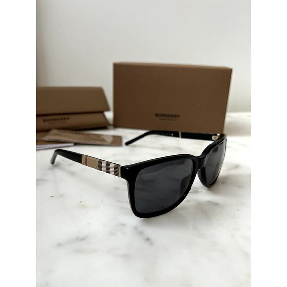 NEW Burberry BE4181 Black Unisex Check Print Sunglasses main image 4